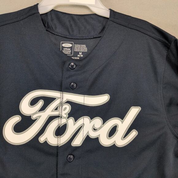 NWT Ford Motor Company Navy Button Up Baseball Style Shirt Men's M Short Sleeve - Picture 8 of 10